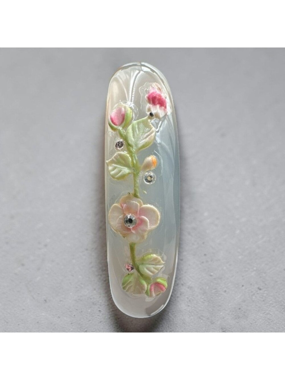 Translucent Agate Bangle Bracelet – Natural Stone – Polished Milky White & Yello